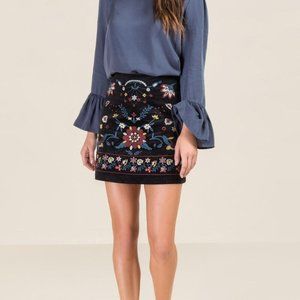 NEW Francesca's Hillary Embroidered Front Skirt